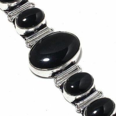 Bra 020a bracelet 26gr onyx noir 10x15mm 18x26mm bijou argent 1900 art deco gothique achat vente