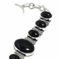 Bra 020c bracelet 26gr onyx noir 10x15mm 18x26mm bijou argent 1900 art deco gothique achat vente