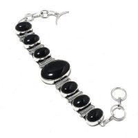 Bra 020d bracelet 26gr onyx noir 10x15mm 18x26mm bijou argent 1900 art deco gothique achat vente