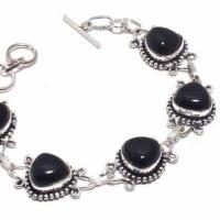 Bra 021a bracelet onyx noir 19gr 12x12mm achat vente bijou ethnique argent 925
