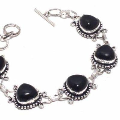 Bra 021a bracelet onyx noir 19gr 12x12mm achat vente bijou ethnique argent 925