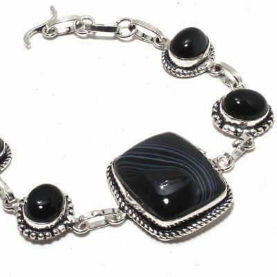 Bra 024a bracelet 23gr onyx noir 20x25mm bijou argent 1900 art deco gothique achat vente