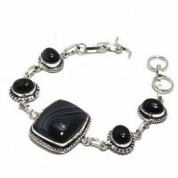 Bra 024b bracelet 23gr onyx noir 20x25mm bijou argent 1900 art deco gothique achat vente