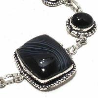 Bra 024c bracelet 23gr onyx noir 20x25mm bijou argent 1900 art deco gothique achat vente