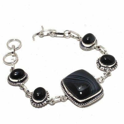 Bra 024d bracelet 23gr onyx noir 20x25mm bijou argent 1900 art deco gothique achat vente