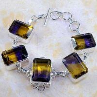 Bra 028b bracelet ametrine citrine amethyste bolivie 15x20mm 48gr bijou monture argent 925