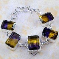 Bra 028d bracelet ametrine citrine amethyste bolivie 15x20mm 48gr bijou monture argent 925