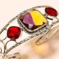 Bra 029a bracelet torque ametrine bolivie grenat achat vente bijou argent 925