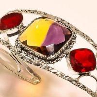 Bra 029d bracelet torque ametrine bolivie grenat achat vente bijou argent 925