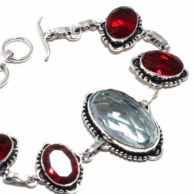 Bra 039a bracelet grenat 15gr ovale 10x15mm topaze achat vente bijou ethnique argent 925