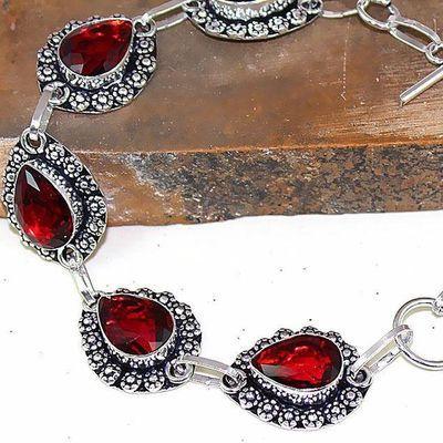 Bra 040a bracelet grenat garnet lithotherapie gemme argent 925 24gr 10x15mm bijou