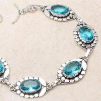 Bra 044b bracelet 20gr topaze bleu suisse 15x10mm ethnique baroque bijou argent 925 vente achat
