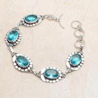 Bra 044c bracelet 20gr topaze bleu suisse 15x10mm ethnique baroque bijou argent 925 vente achat