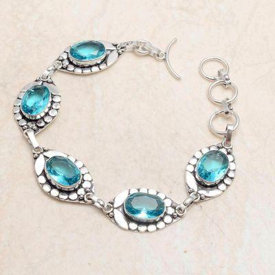 Bra 044b bracelet 20gr topaze bleu suisse 15x10mm ethnique baroque bijou argent 925 vente achat