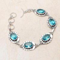 Bra 044d bracelet 20gr topaze bleu suisse 15x10mm ethnique baroque bijou argent 925 vente achat