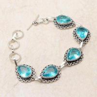 Bra 046d bracelet 17gr topaze bleu suisse 15x10mm ethnique baroque bijou argent 925 vente achat