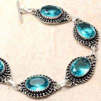 Bra 047a bracelet 20gr topaze bleu suisse 15x10mm ethnique baroque bijou argent 925 vente achat