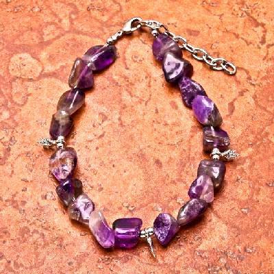 Bra 049a bracelet amethyste ethnique 10x15mm polies 24gr argent 925