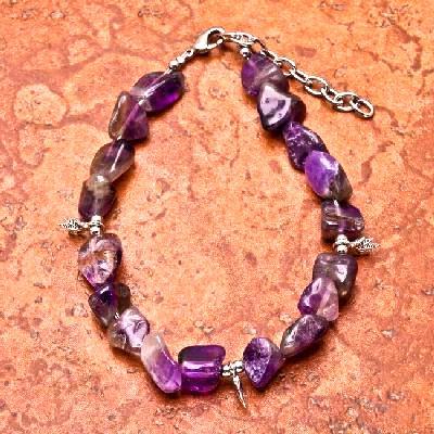 Bra 049c bracelet amethyste ethnique 10x15mm polies 24gr argent 925