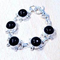 Bra 050d bracelet onyx noir 10mm 20gr argent 925