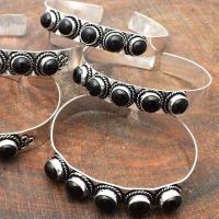 Bra 052b bracelet torque 22gr onyx noir 5x8mm gothique argent 925