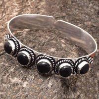 Bra 052c bracelet torque 22gr onyx noir 5x8mm gothique argent 925