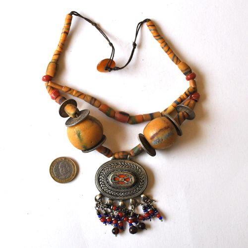 Bty 001 collier parure turkmen yemen 40cm 135gr perles 30mm argent ethnique 2 