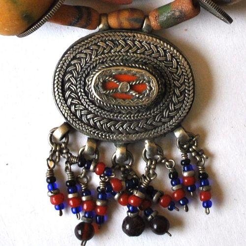 Bty 001 collier parure turkmen yemen 40cm 135gr perles 30mm argent ethnique 7 