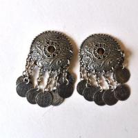 Bty 002 boucles oreilles clip turkmen yemen 40mm 48gr 70mm argent ethnique 2 