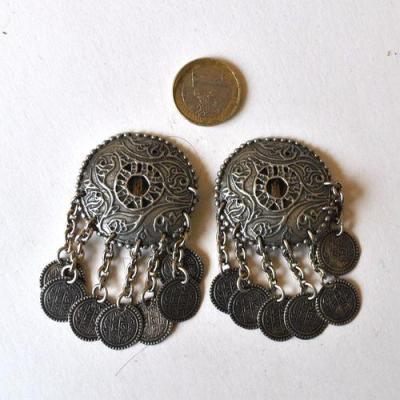 Bty 002 boucles oreilles clip turkmen yemen 40mm 48gr 70mm argent ethnique 2 
