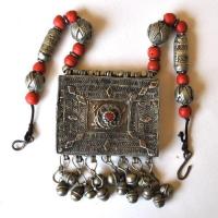 Bty 006 collier parure turkmen yemen 48cm 194gr perles 70x90mm argent ethnique 1 