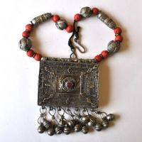Bty 006 collier parure turkmen yemen 48cm 194gr perles 70x90mm argent ethnique 3 