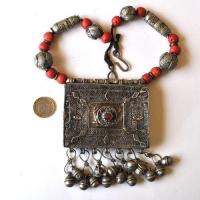 Bty 006 collier parure turkmen yemen 48cm 194gr perles 70x90mm argent ethnique 4 