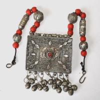 Bty 006 collier parure turkmen yemen 48cm 194gr perles 70x90mm argent ethnique 5 