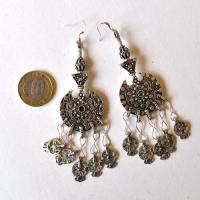 Bty 008 boucles oreilles turkmen yemen 48cm 194gr perles 70x90mm argent ethnique 3 