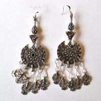 Bty 008 boucles oreilles turkmen yemen 48cm 194gr perles 70x90mm argent ethnique 4 