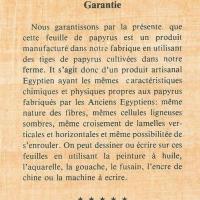 Certificat garantie papyrus fabrication artisanale papyrus traditionnel egypte