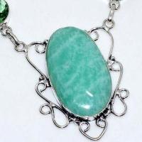 Col 003c collier boucles oreilles amazonite aigue marine 25x25mm 30gr bijou argent 925