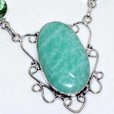 Col 003b collier boucles oreilles amazonite aigue marine 25x25mm 30gr bijou argent 925