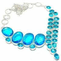 Col 004a collier parure topaze bleue suisse 78gr 20x25mm achat vente argent 925