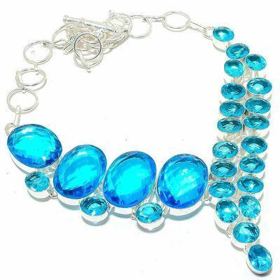 Col 004a collier parure topaze bleue suisse 78gr 20x25mm achat vente argent 925