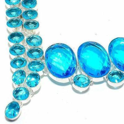 Col 004a collier parure topaze bleue suisse 78gr 20x25mm achat vente argent 925