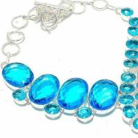 Col 004c collier parure topaze bleue suisse 78gr 20x25mm achat vente argent 925