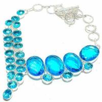 Col 004d collier parure topaze bleue suisse 78gr 20x25mm achat vente argent 925