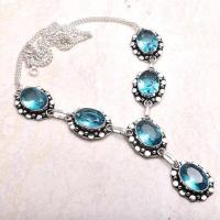 Col 006a collier sautoir topaze bleue suisse 26gr 10x15mm bijou ethnique achat vente argent 925