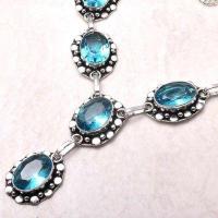 Col 006b collier sautoir topaze bleue suisse 26gr 10x15mm bijou ethnique achat vente argent 925