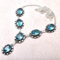 Col 006d collier sautoir topaze bleue suisse 26gr 10x15mm bijou ethnique achat vente argent 925