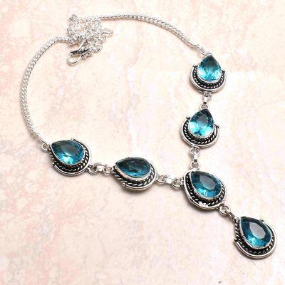 Col 007b collier sautoir topaze bleue suisse 25gr 10x15mm bijou ethnique achat vente argent 925