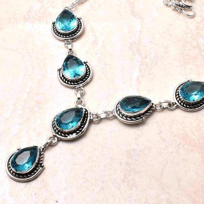 Col 007b collier sautoir topaze bleue suisse 25gr 10x15mm bijou ethnique achat vente argent 925