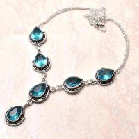 Col 007d collier sautoir topaze bleue suisse 25gr 10x15mm bijou ethnique achat vente argent 925